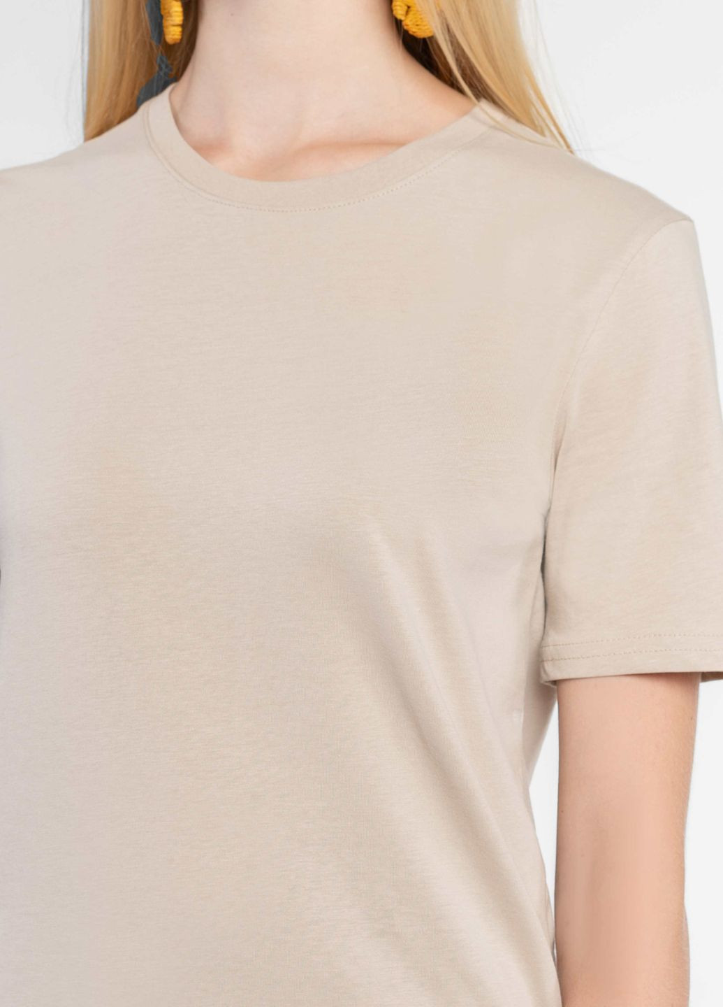 Футболка женская W13.13.16.520 бежевого цвета из тонкого хлопкового джерси Arber T-SHIRT WF-19 - (349723241)