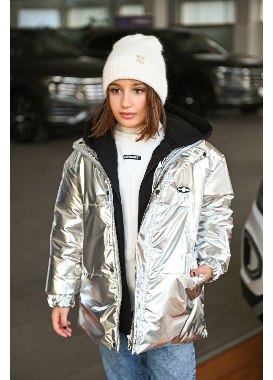 Серая зимняя трендовая подростковая куртка — замер в описании DK/DL Мода без кордонів