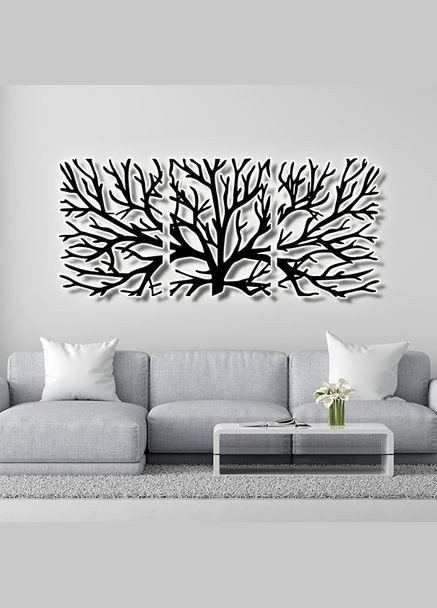 Панно 3D декоративне з об'ємом 15 мм для стін, Дерево 60 х 138 см біле Декоинт (276708448)