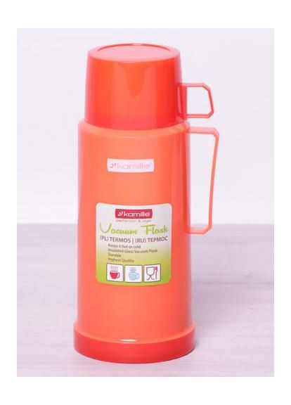 Термос Glass 1000мл скляна колба з 2 чашками для чаю та кави туристичний термос Kamille (368977505)