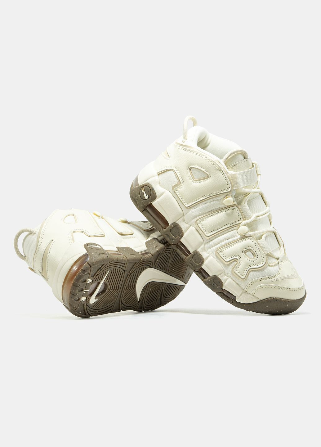 Бежевые демисезонные кроссовки мужские и женские nike air more uptempo | найк аир мор аптемпо бежевые No Brand