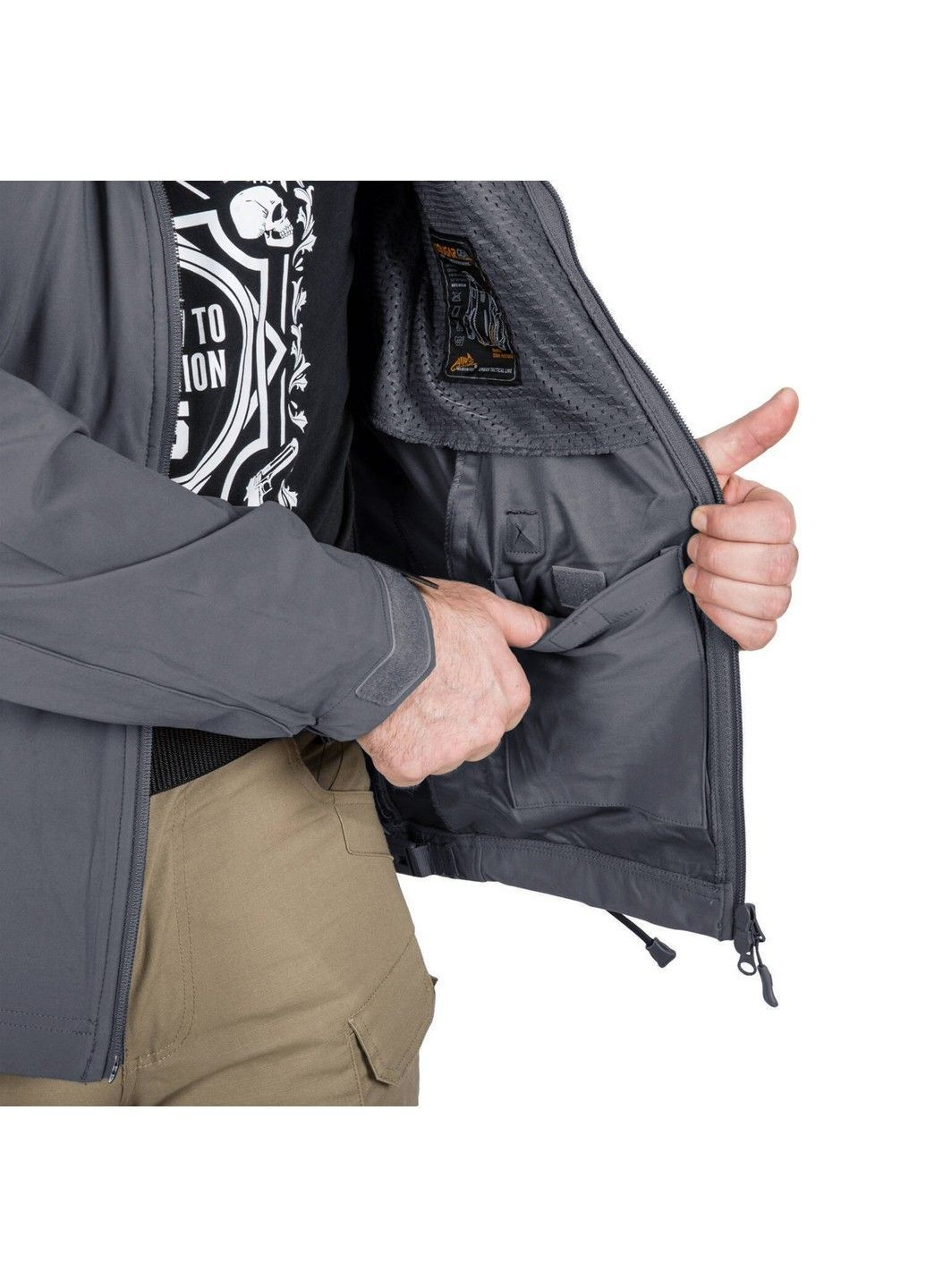 Серая демисезонная куртка helikon cougar softshell windblocker qsa hid Helikon-Tex