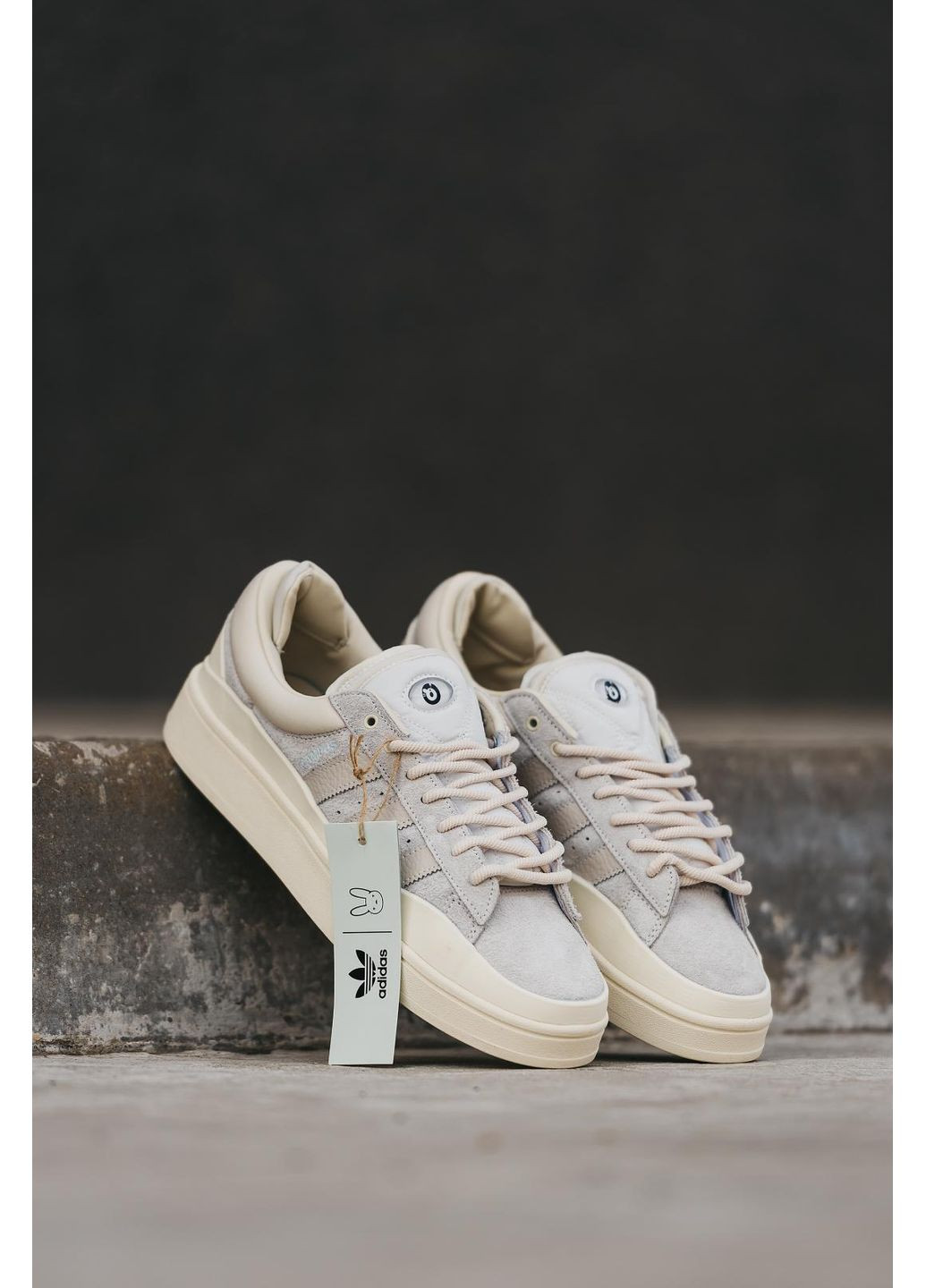 Бежеві Осінні кросівки чоловічі adidas campus x bad banny beige адідас кампус No Brand