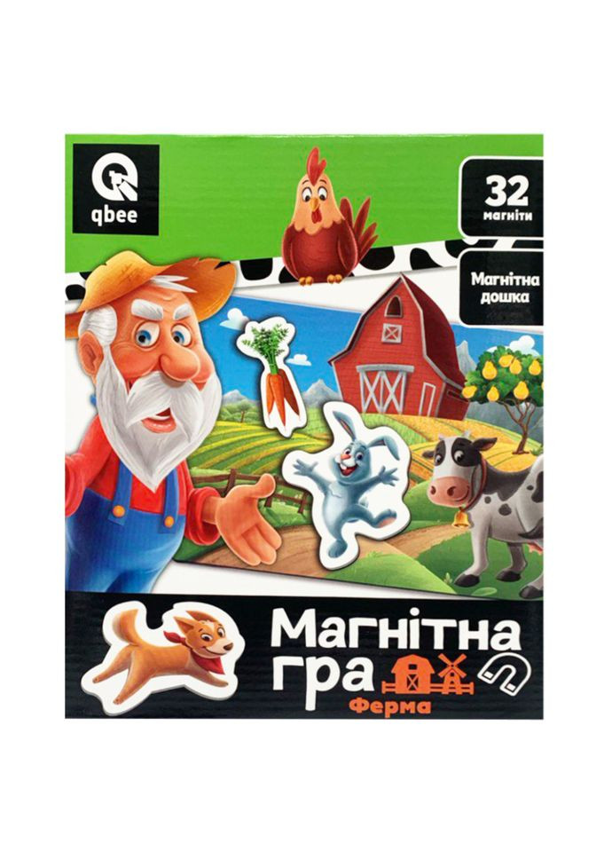 Дитяча магнітна гра "Ферма" QB600-003, 32 магніти і магнітна дошка qbee (342117764)
