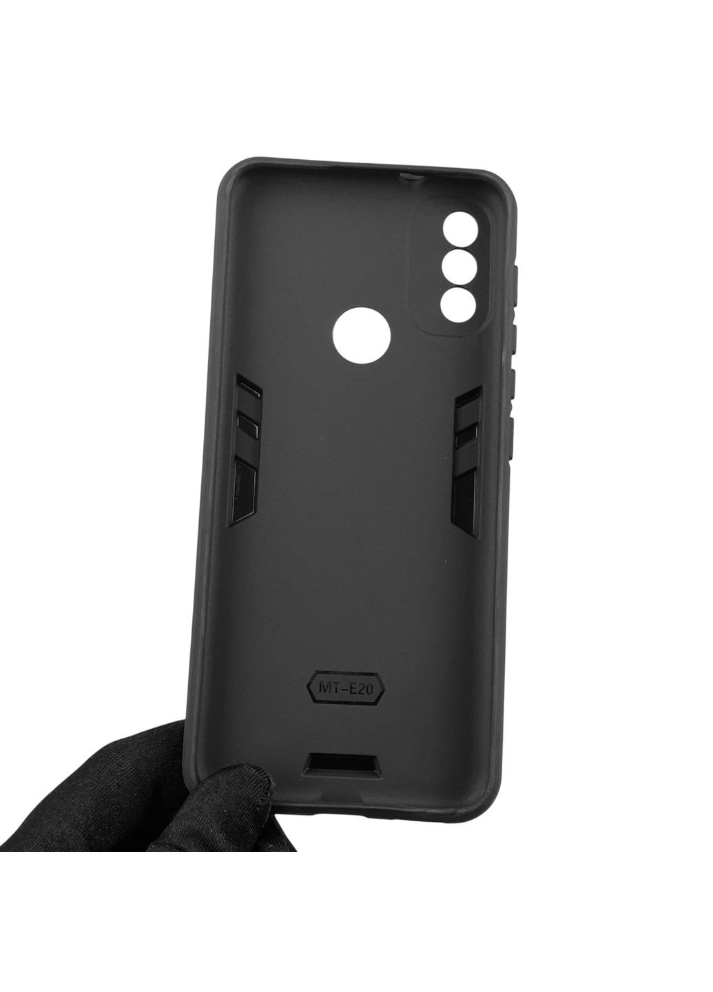 Чохол для телефона Moto E20 броньований з магнітним кільцем-тримачем на моторола e20 чорний Motorola (366233220)
