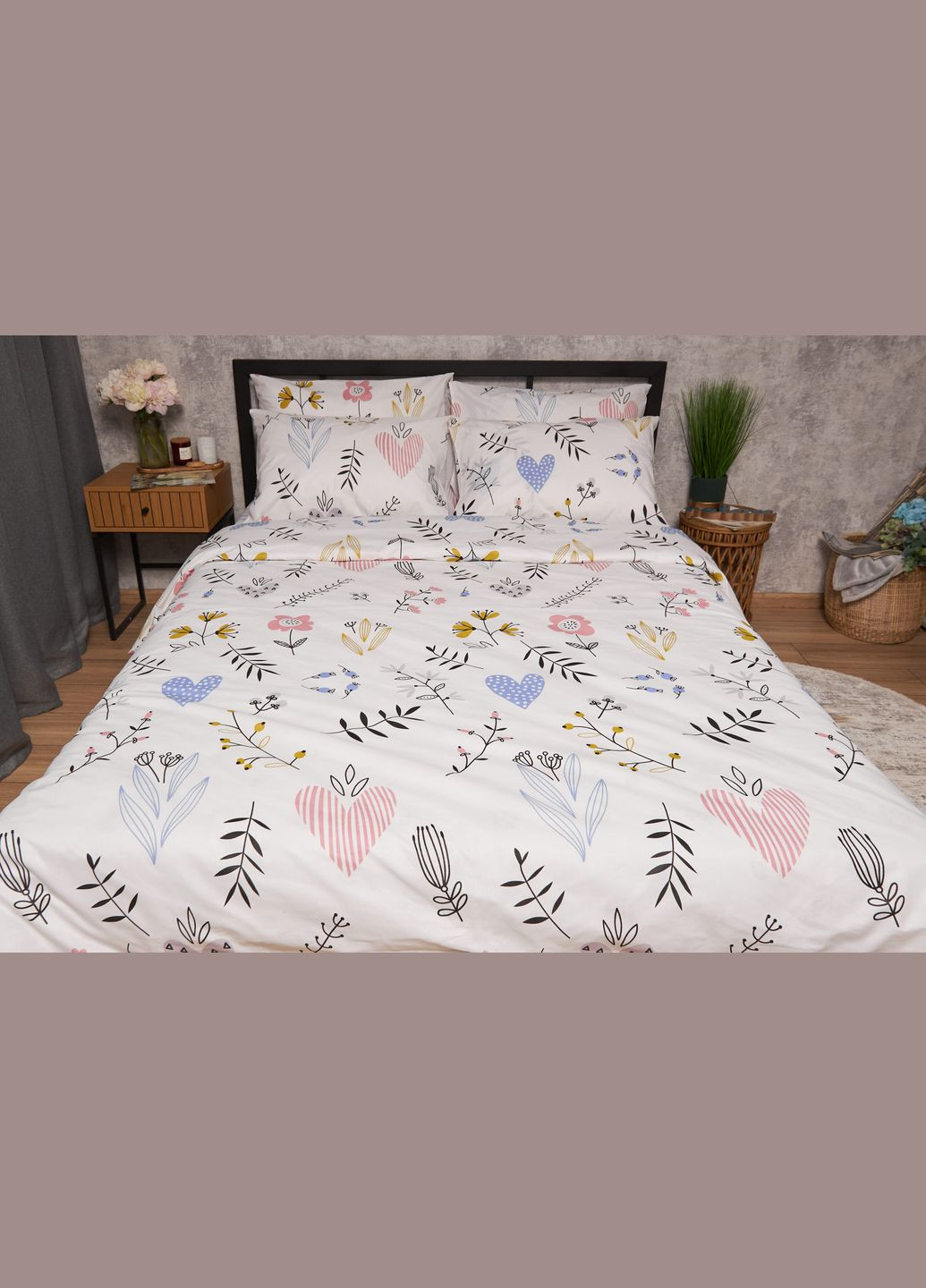 Комплект постільної білизни Бязь Gold Люкс «» полуторний євро 160х220 наволочки 2х40х60 (MS-820005760) Moon&Star Painting (302973854)