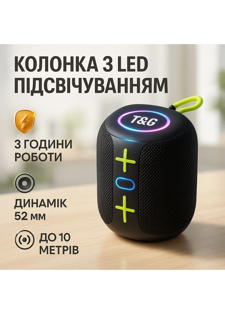 Музична колонка з блютузом і флешкою TG658, Світломузична портативна колонка, Блютуз акустика з радіо SO-74 No Brand (396107861)