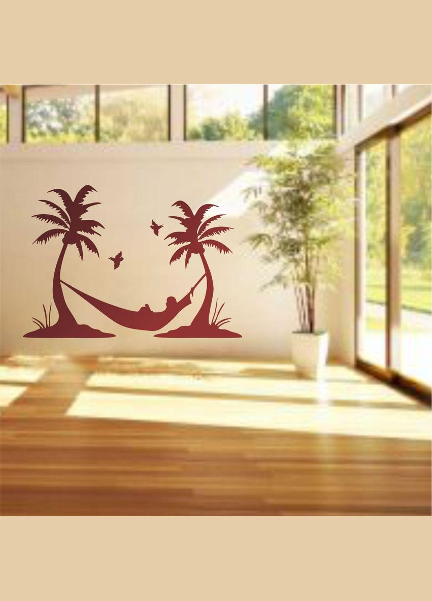 Трафарет для покраски, Пальмы с гамаком, одноразовый из самоклеющей пленки 115 х 165 см Декоинт (278288162)