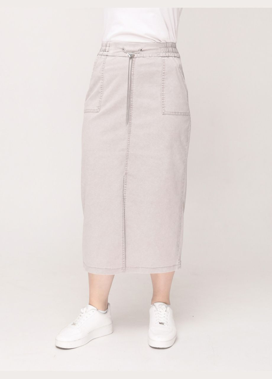 Светло-бежевая повседневная однотонная юбка женская светло-бежевая тонкая длинная с разрезом Estensivo карандаш