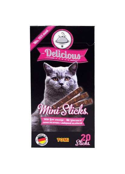 Колбаски кошки Delicious Mini Sticks Liver Sausage с ливерной колбасой 20 шт. 40 г (4003024490730) TOMI (279564161)