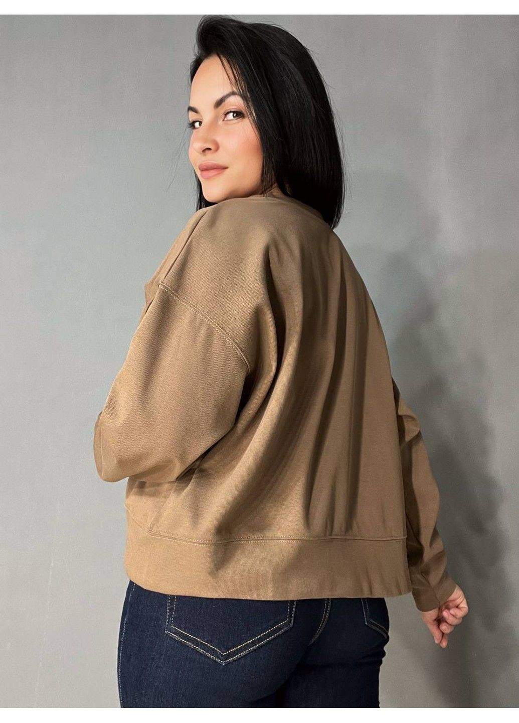 Коричневый свитшот женский u s 293 широкий оверсайз трикотаж надпись want (330642297)