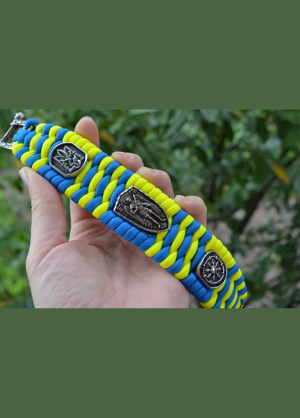 Браслет Оберіг з Козаком, Архангелом Михаїлом, гербом України та шоломом жаху в мельхіорі + брелок у подарунок No Brand (345640674)