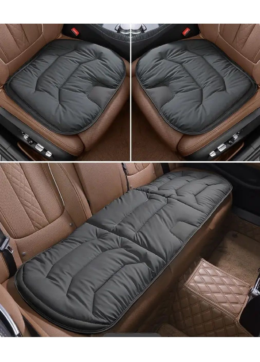 Комплект подушек ортопедических на переднее заднее сидения автомобиля машины из экокожи с пеной памяти (479135-Prob) Черный Unbranded (315844241)