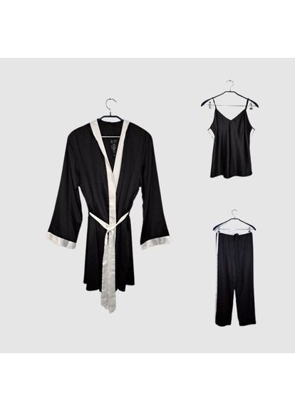 Черно-белая всесезон комплект халат, брюки и топ Valege