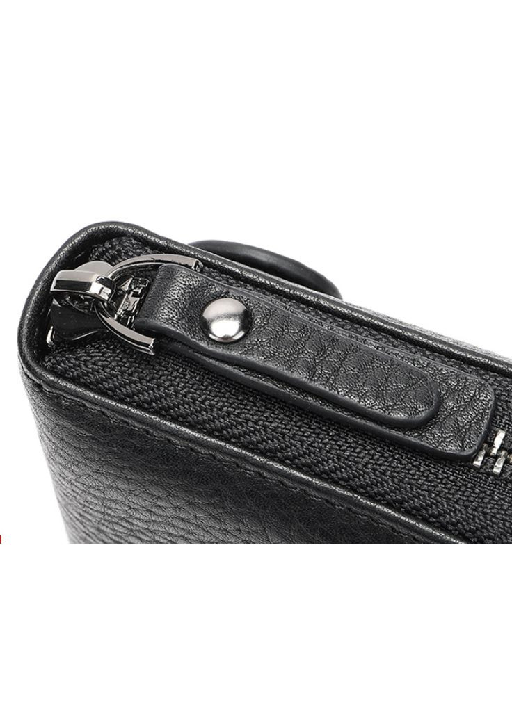 Мужской кожаный клатч с ручкой кошелек портмоне на молнии кожа черный Eton (316660123)