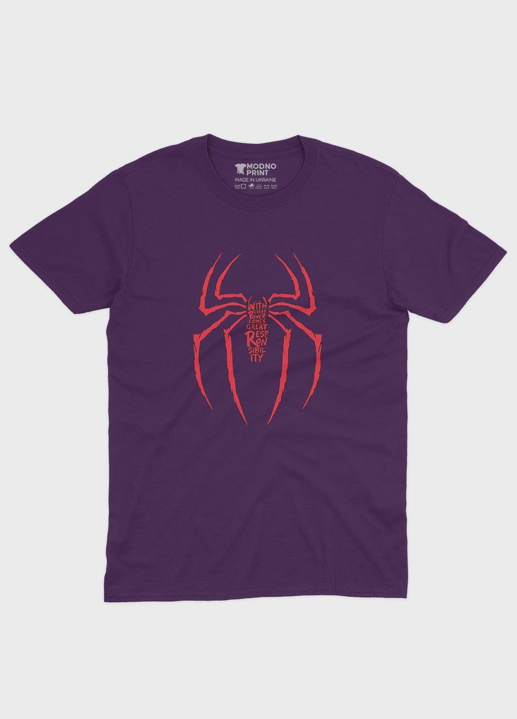 Фиолетовая демисезонная футболка для девочки с принтом супергероя - человек-паук (ts001-1-dby-006-014-046-g) Modno