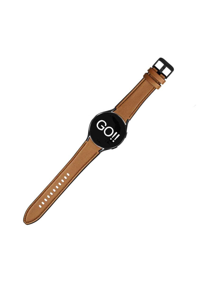Ремінець Leather Silicone для годинника Samsung Galaxy Watch 4 44mm SMR870 - Brown Primolux (266341152)