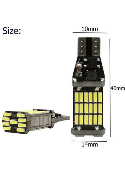 Світлодіодна лампа LED T15 / W16W 4014 45 SMD CANBUS білий No Brand (316091064)