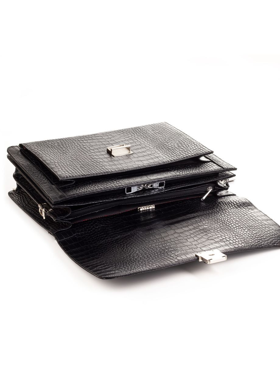 Мужской кожаный классический портфель 0145-53 каркасный черный Karya (261551008)