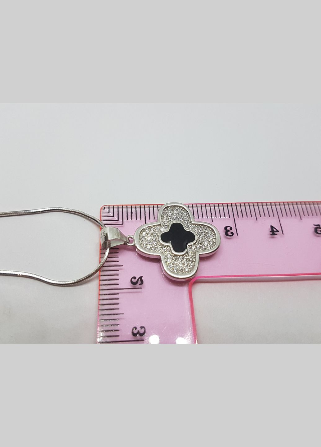 Срібне кольє Конюшина з фіанітами і емаллю. 065103 No Brand (296595011)