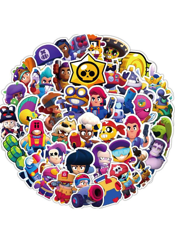 Набір наклейок стікерів на телефон стікерпак стикербук Brawl Stars Бравл Старс 50 штук No Brand (322931083)