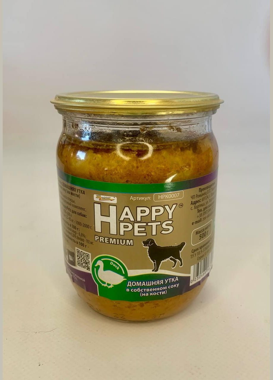 Влажный Корм для Собак Утка "Happy Pets" 500г No Brand (328600519)