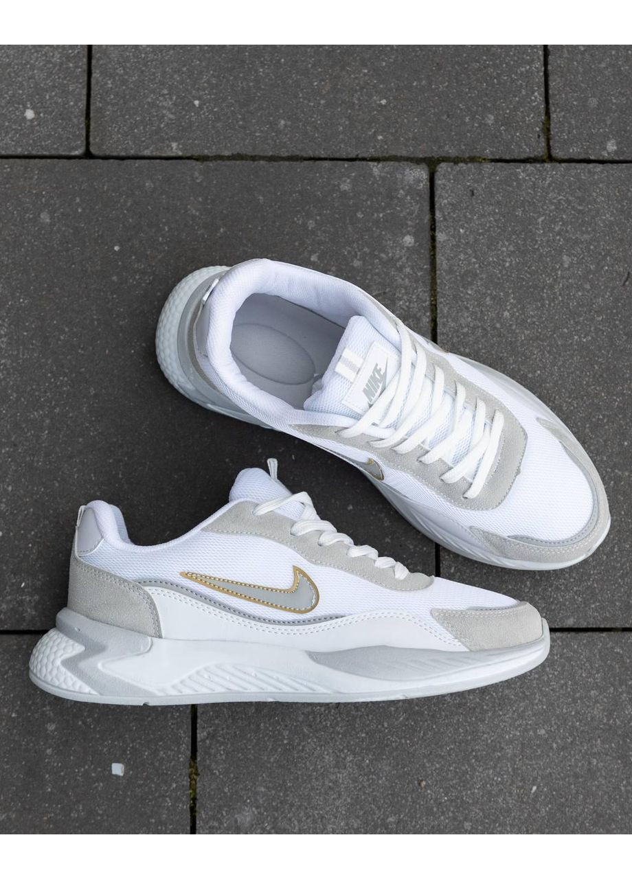 Бежеві Осінні кросівки чоловічі nike racer white silver найк No Brand