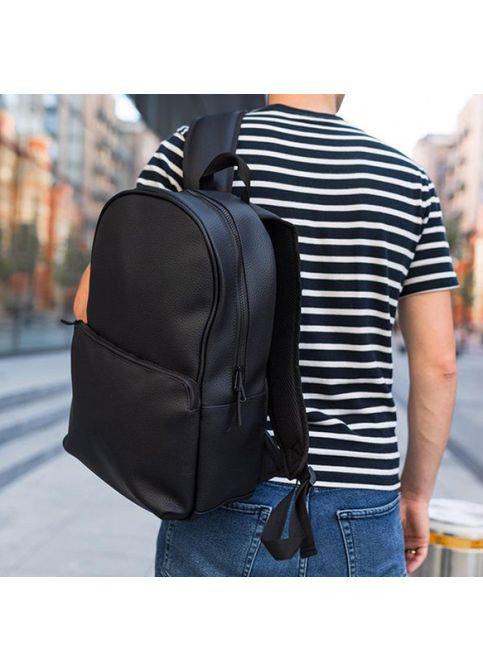 Чорний рюкзак з PU-шкіри з м'якою спинкою - стильний і зручний No Brand (365592430)