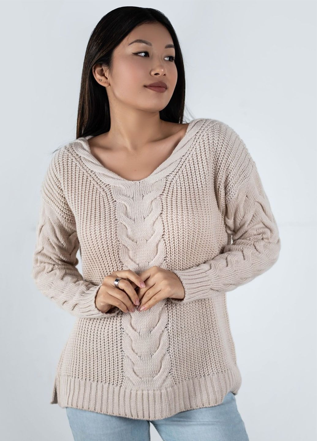 Бежевый демисезонный свитер "ева" Anika