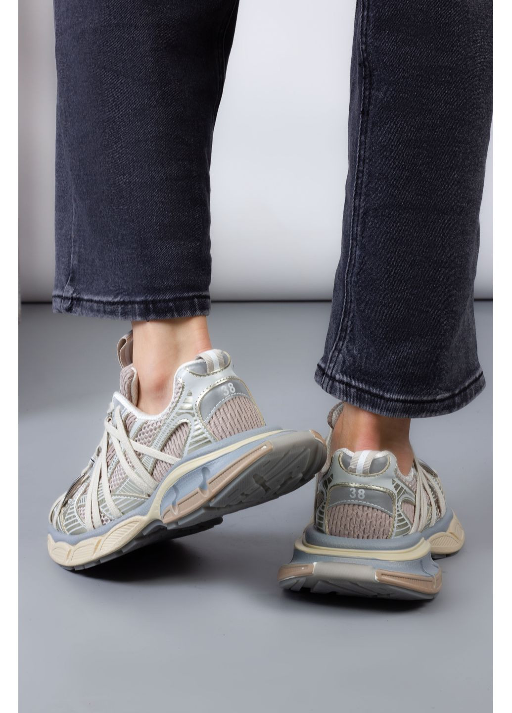 Кроссовки женские E7299-1 натуральная кожа бежевые 346538 Hoseily бежевые (364487179)