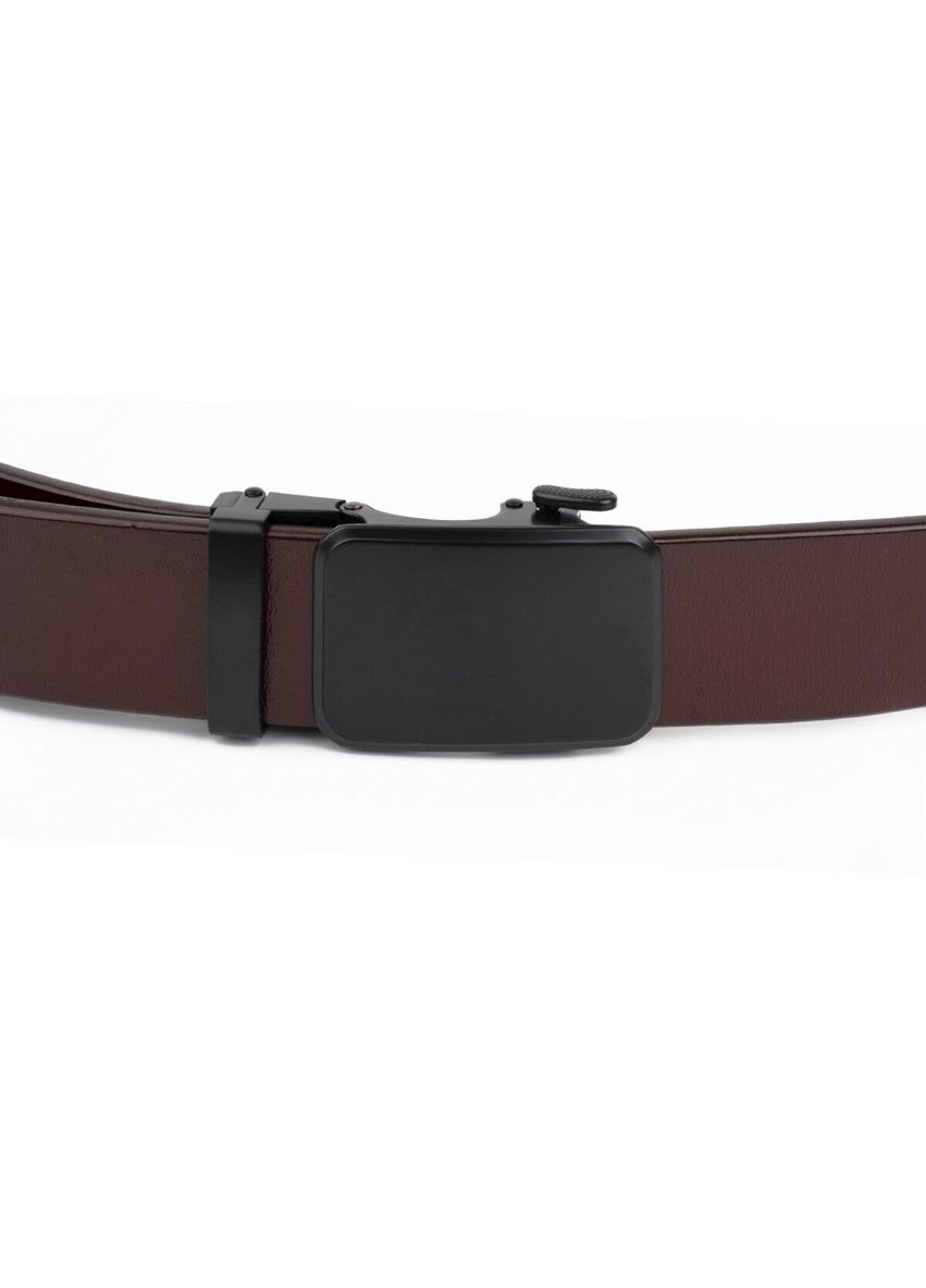 Мужской ремень кожаный с черной пряжкой автомат 20271 Коричневый Vintage (302972215)