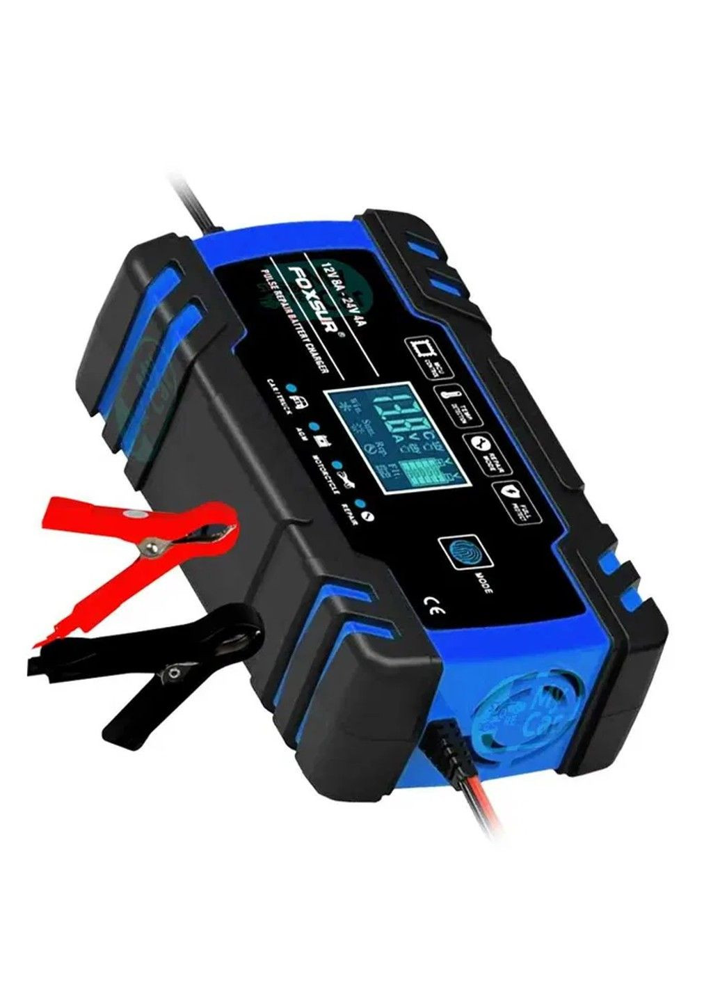 Зарядное устройство для автомобильного аккумулятора Foxsur 12V-24V 8A (Синий) No Brand (332634225)