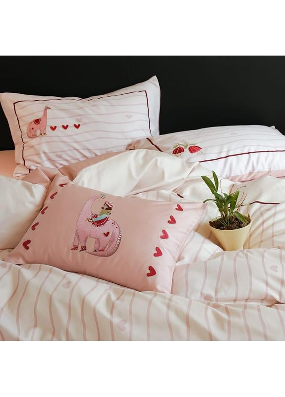 Постільна білизна з сатину 155x215 біла пудра| Kunmeng (372475443)