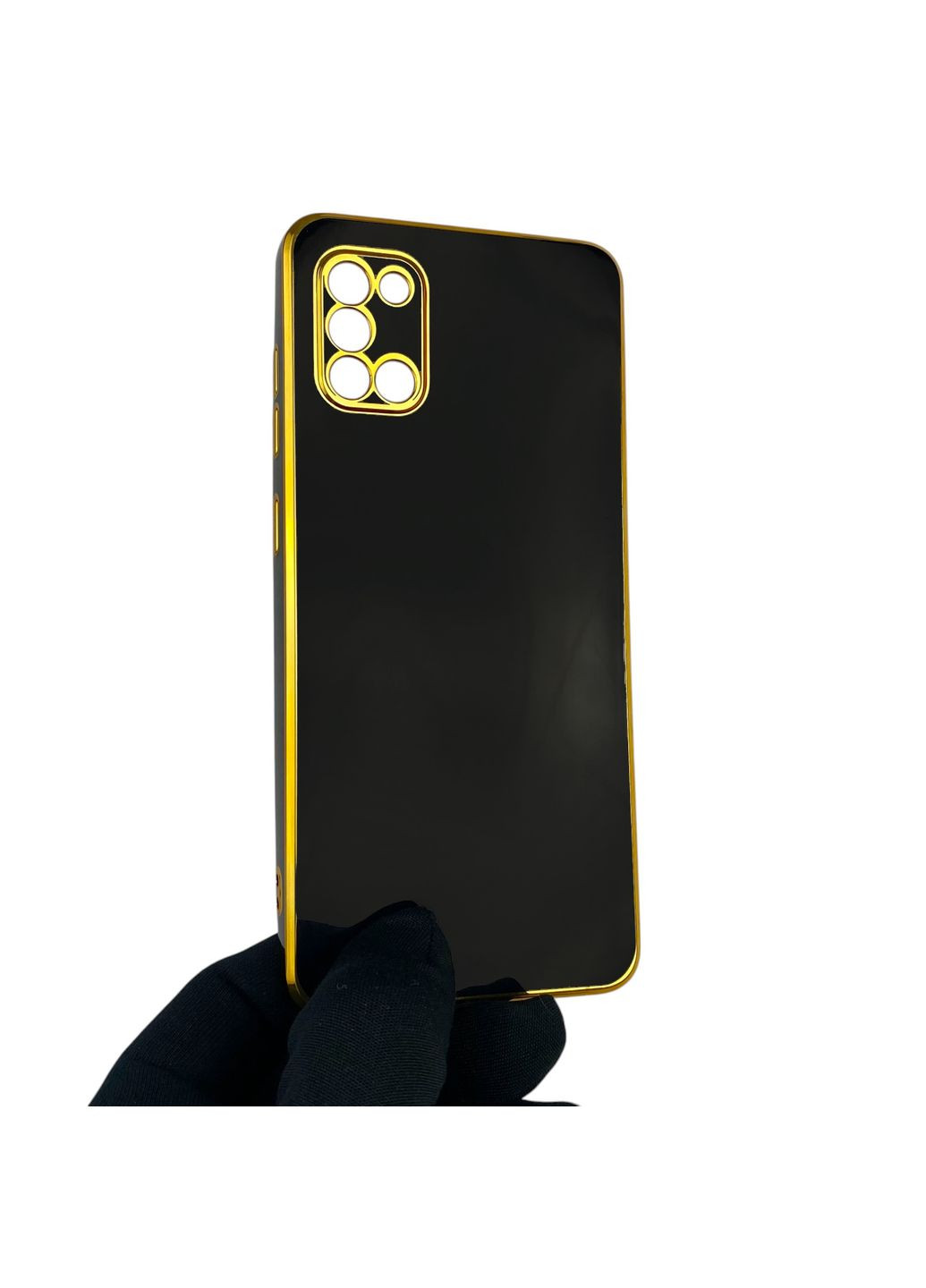 Чехол для Galaxy A31 SM-A315F с защитой камеры с золотой окантовкой на самсунг а31 черный gs1 Samsung (366230938)