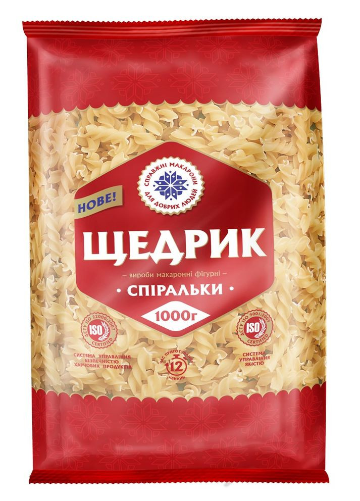 Вироби макаронні фігурні «Спіральки», 1000 г Щедрик (322860383)