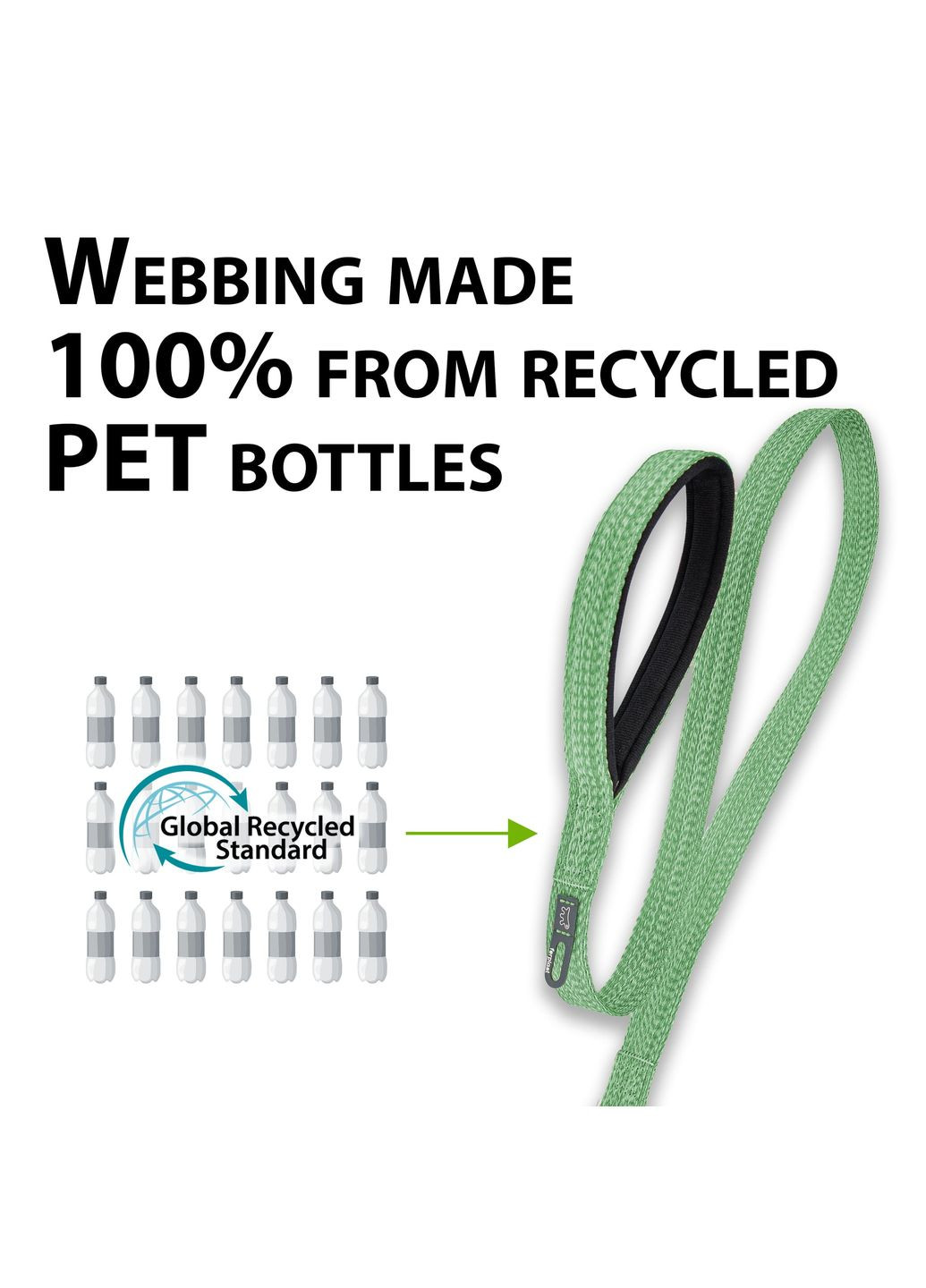 Поводки для собак из сертифицированного переработанного материала. 15 мм x Д 120 см GREENER SOFT G (A-038109) Ferplast (367262896)