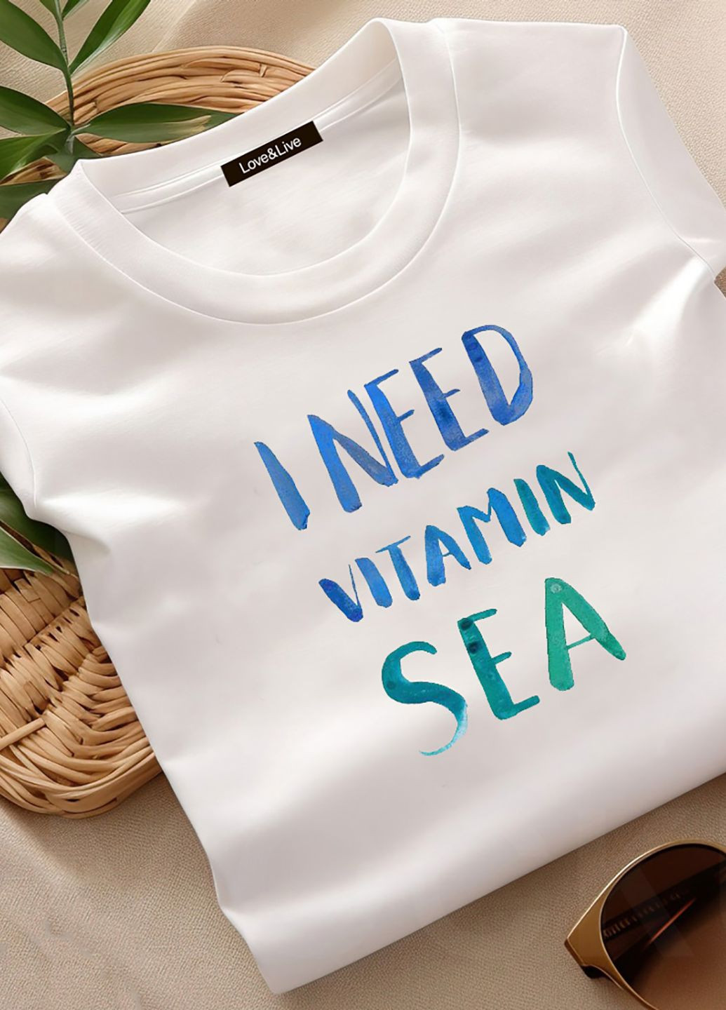 Белая демисезон футболка женская белая i need vitamin sea Love&Live