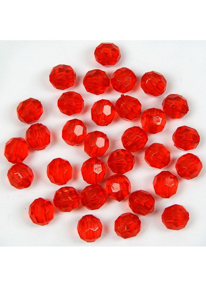 Бусины граненые круглые, акрил, 8 мм, прозрачные, красный, 30 шт No Brand (361222417)