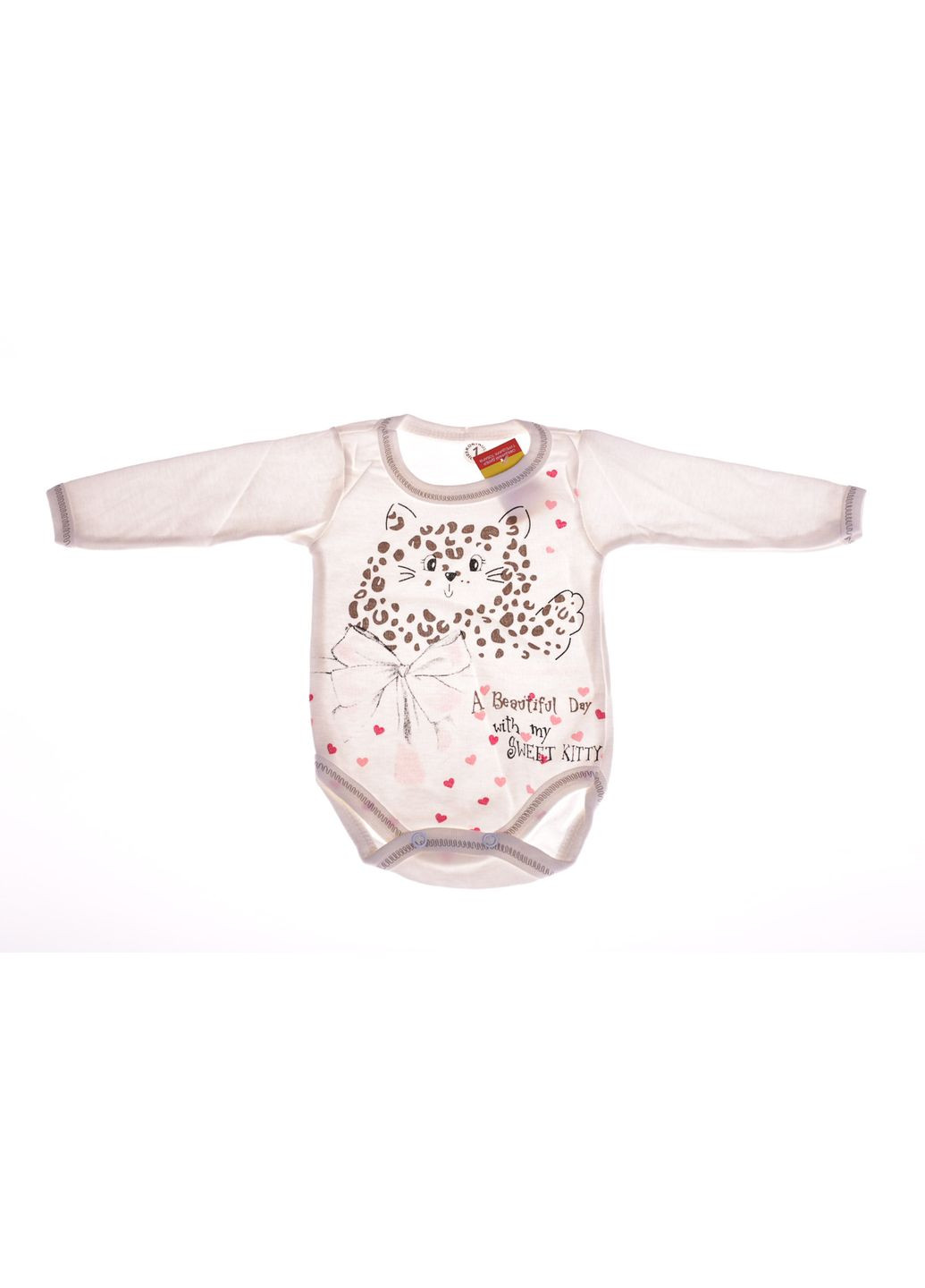 Боді з довгим рукавом для дівчинки з кішкою рожевий інтерлок MiniPapi 62 см (30968) BABYKROHA (297199725)