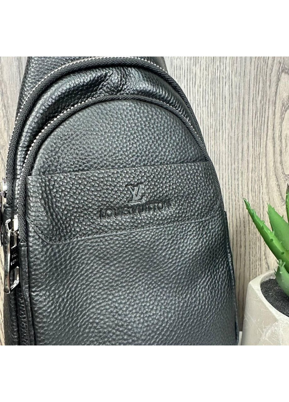 Мужская бананка из натуральной кожи черная стильная сумка для повседневного использования сумка-слинг ProDobro (363221124)