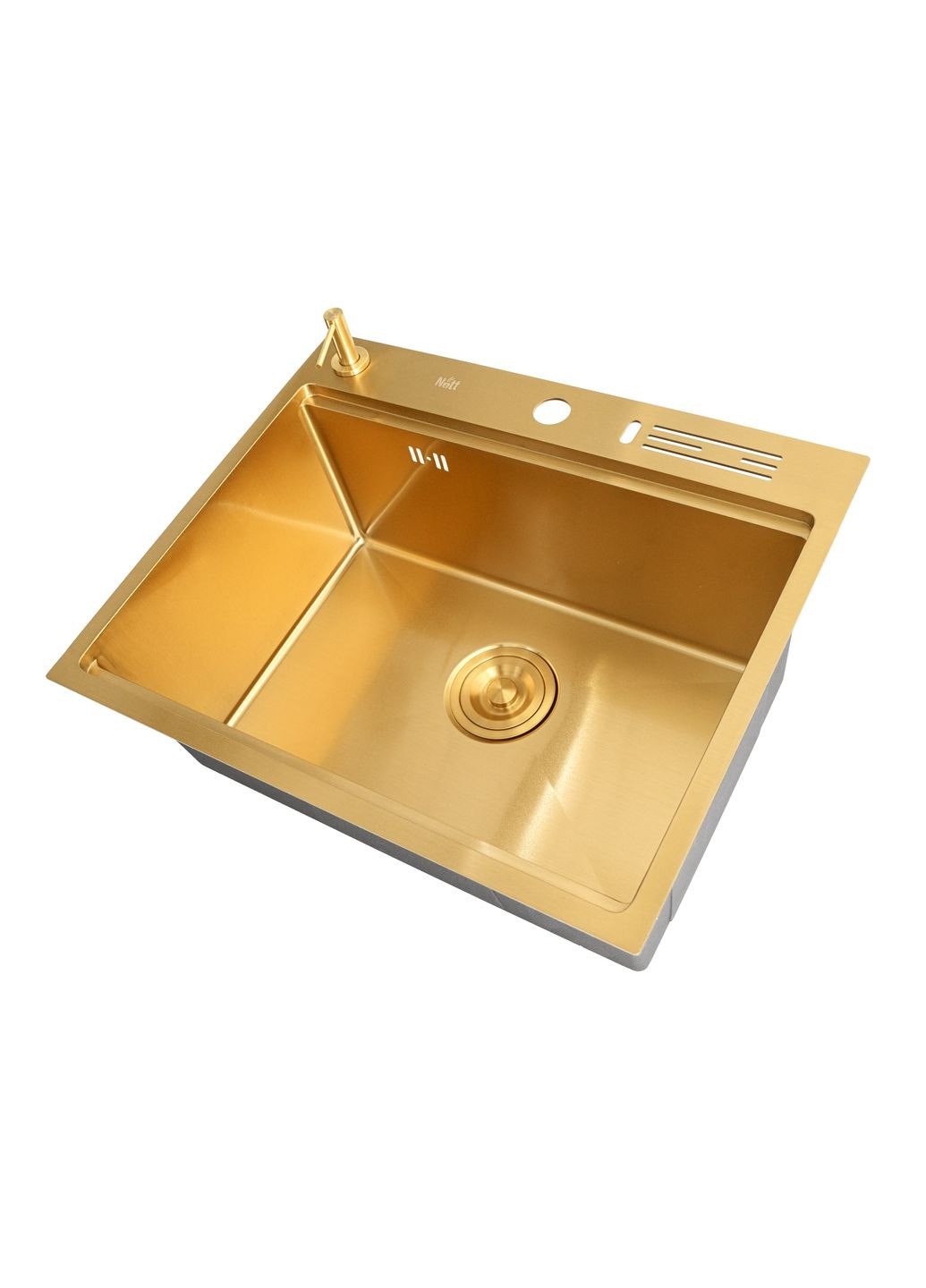 Кухонна мийка золота з нержавійки 1.5 мм багатофункціональна Nett NG-5747 (352261558)