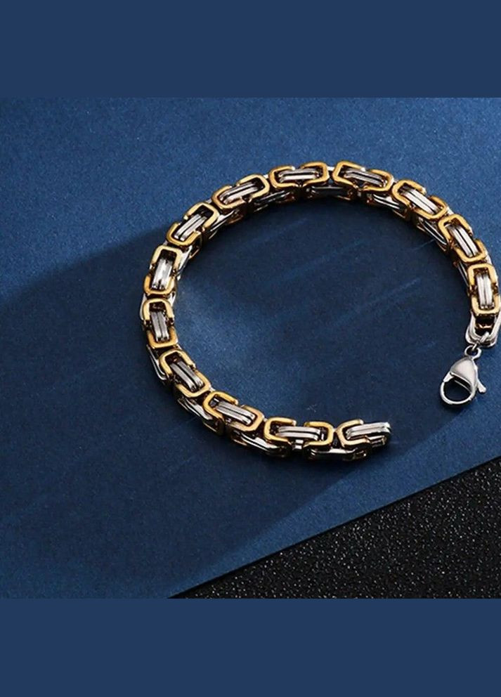 Мужской браслет из титановой стали Византийская цепь зол сер 5 мм 19 см 316L высокое качество и премиум стиль Liresmina Jewelry (291119879)