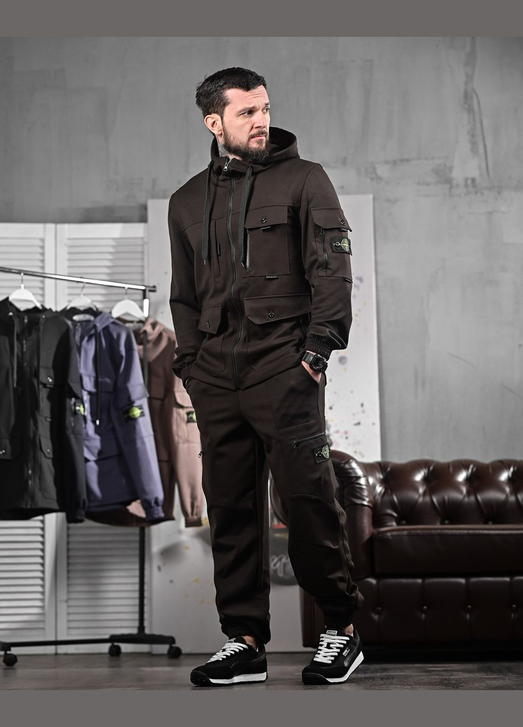 Стильний спортивний костюм чоловічий коричневий Stone Island (326990257)