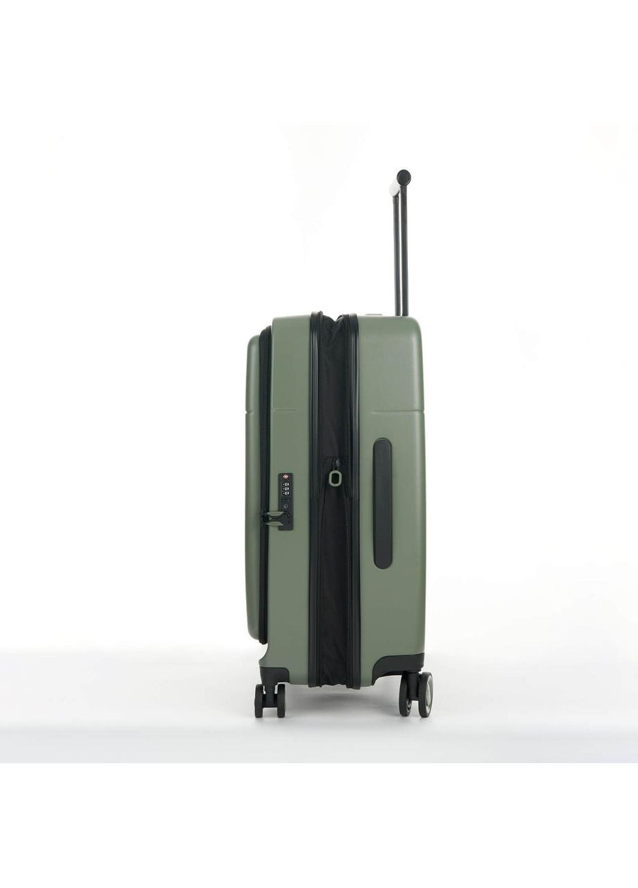 Дорожня валіза середня 72л пластикова із зовнішньою кишенею 4-х колісна хакі Velo (00322024) Bagland (319710770)