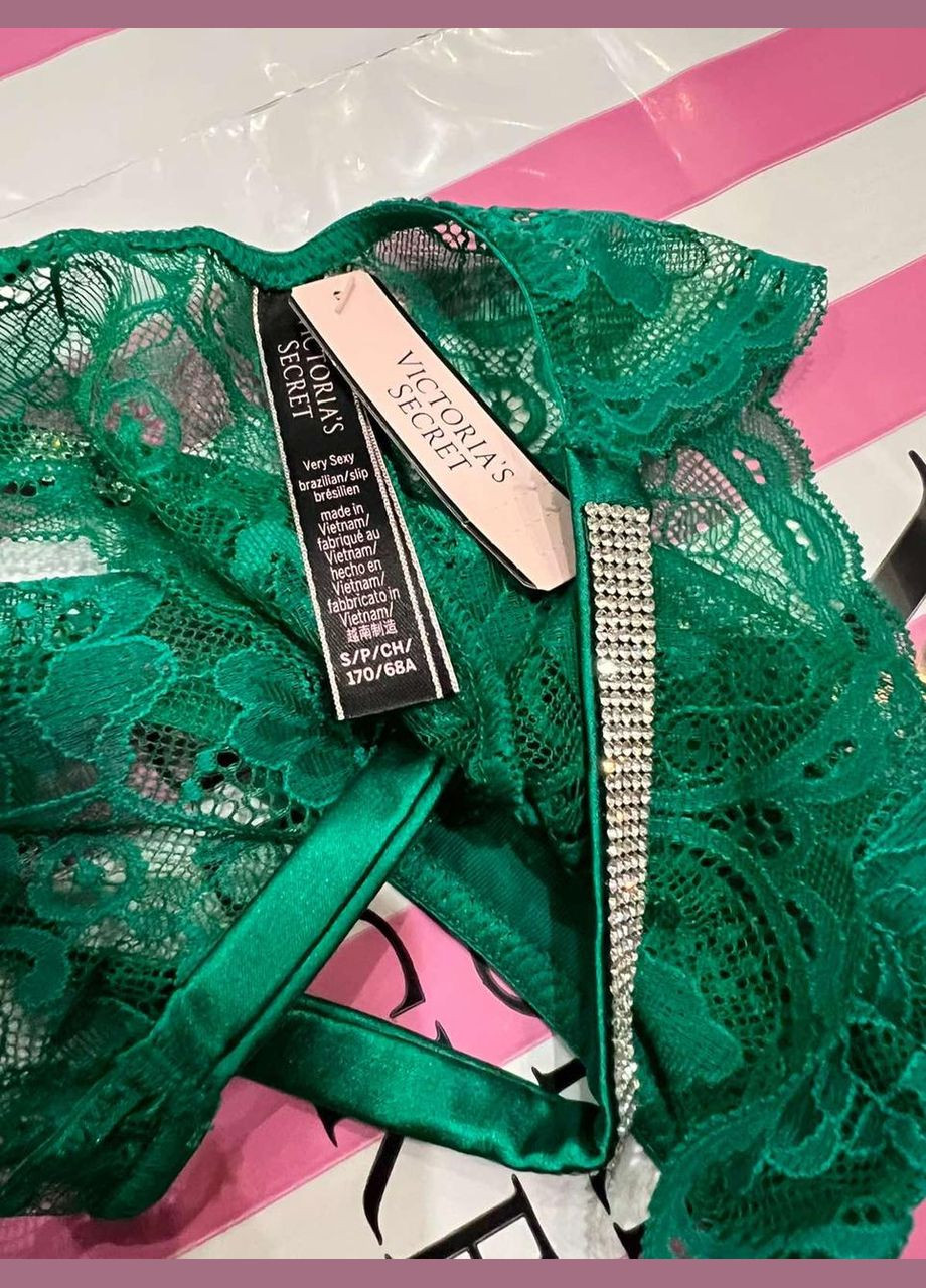 Трусики женские Victoria’s Secret Very Sexy Shine Chain Strap Lace бразилианы XS зеленые Victoria's Secret (282964711)