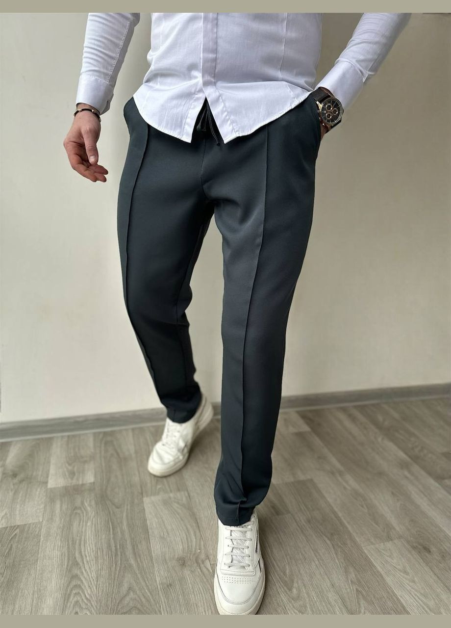 Серые демисезонные брюки No Brand