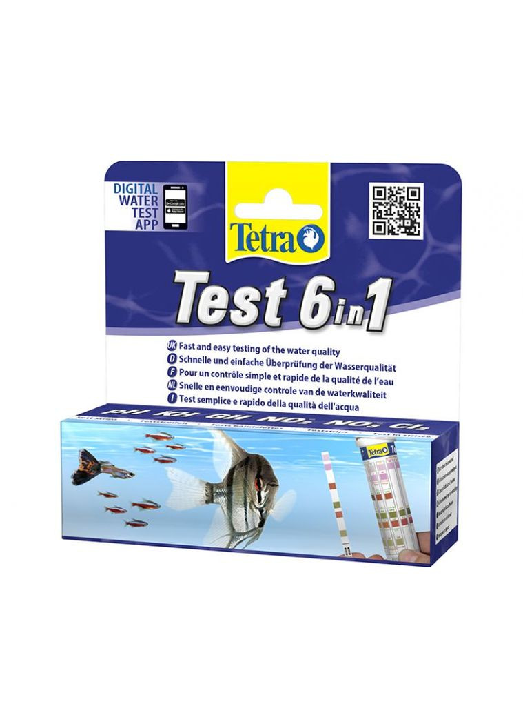 Тест смужки для акваріума Test 6 in1 набір із 25 тест смужок для прісноводного акваріума. Tetra (292260159)