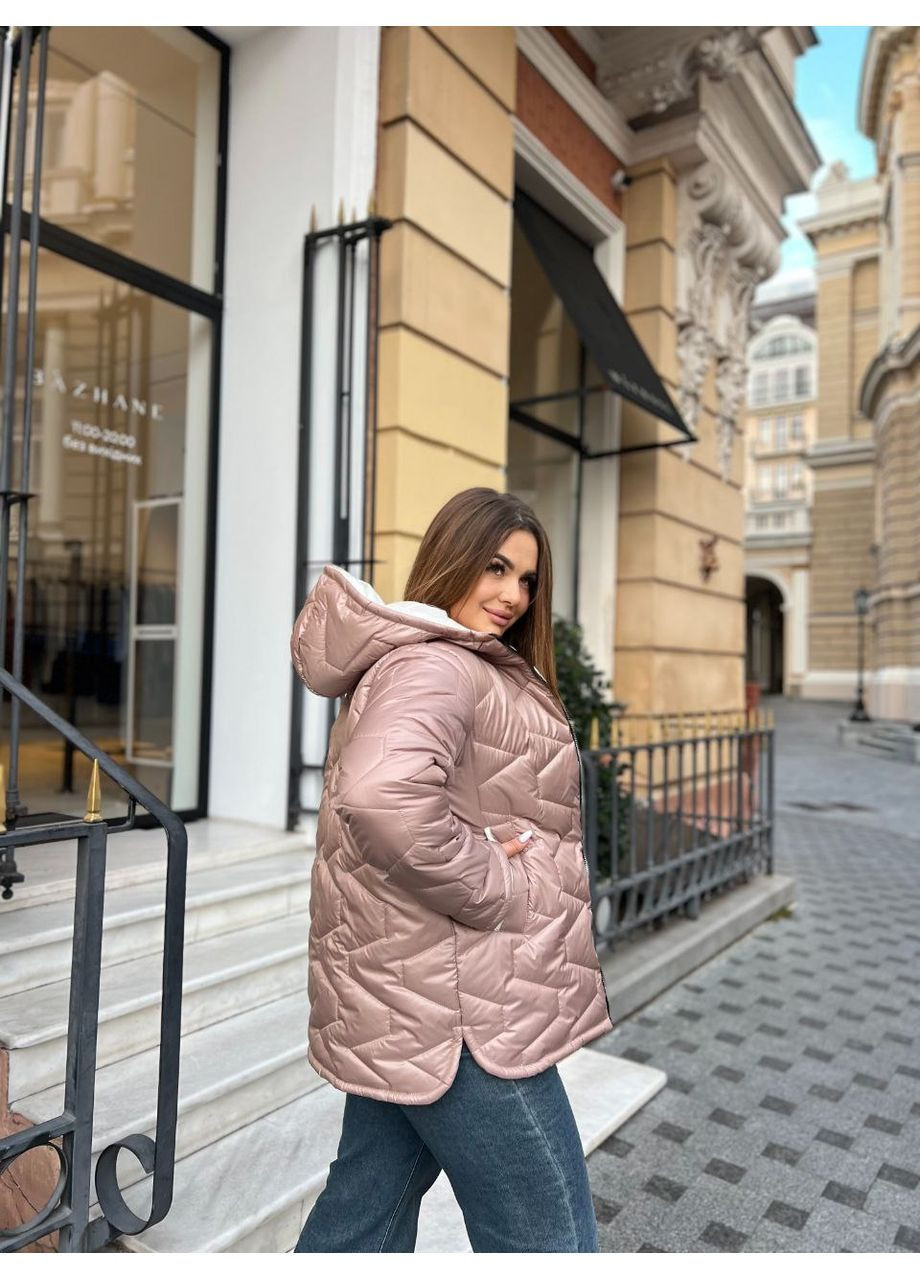 Светло-бежевая демисезонная женская куртка стеганая No Brand