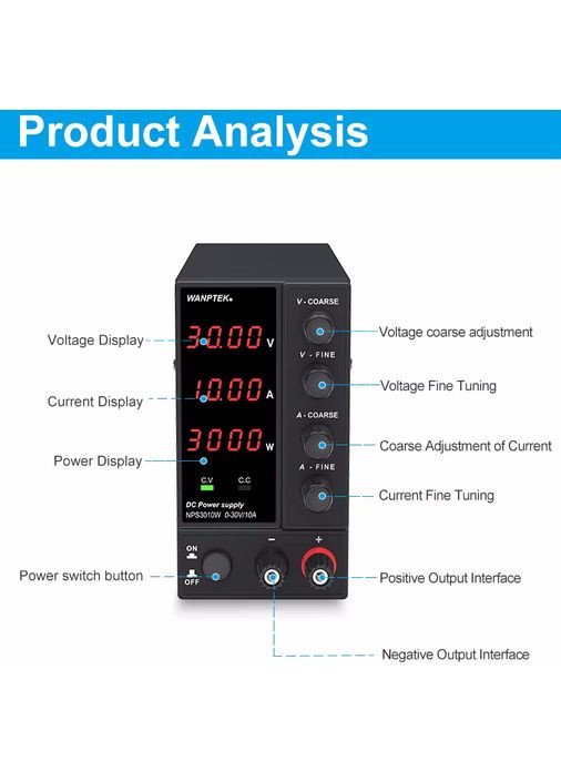Лабораторний блок живлення NPS3010W 30V10A Wanptek (361871704)
