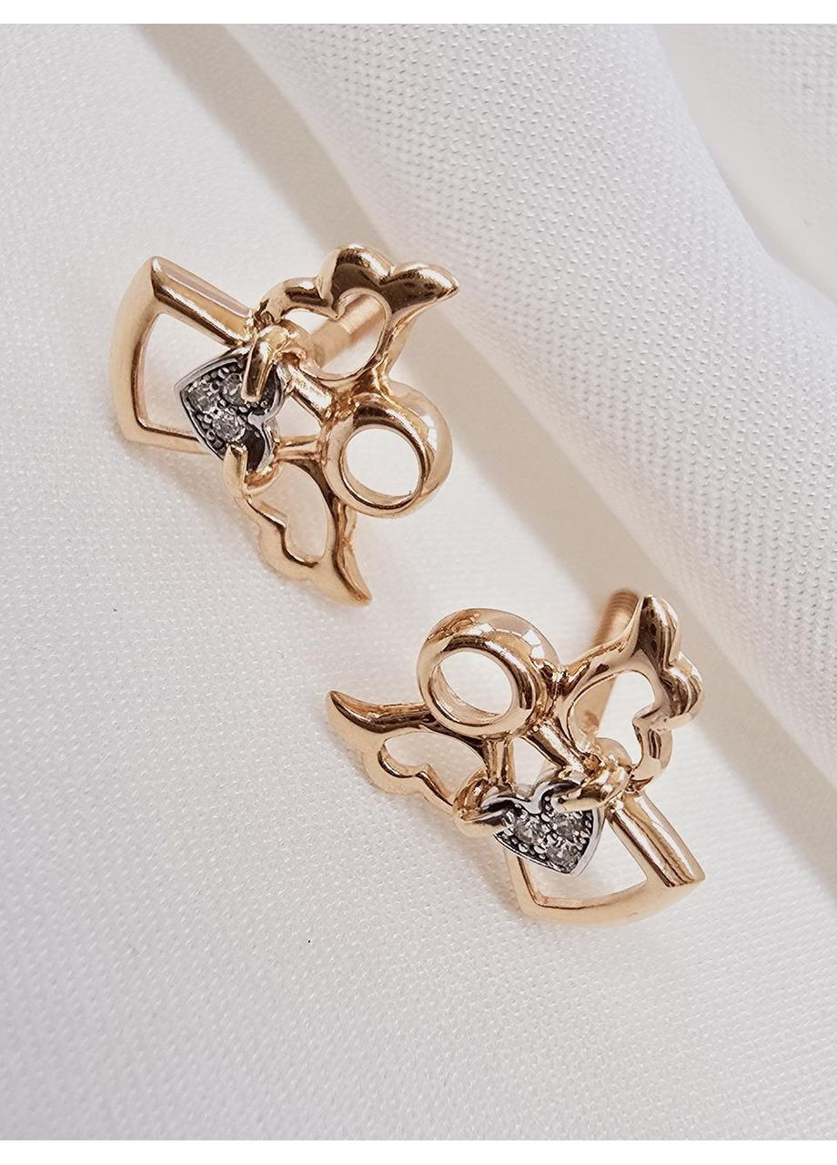 Золотые серьги-гвоздики «Ангелики» Столичная ювелирная фабрика 110582-1с Столична Ювелірна Фабрика (355795884)